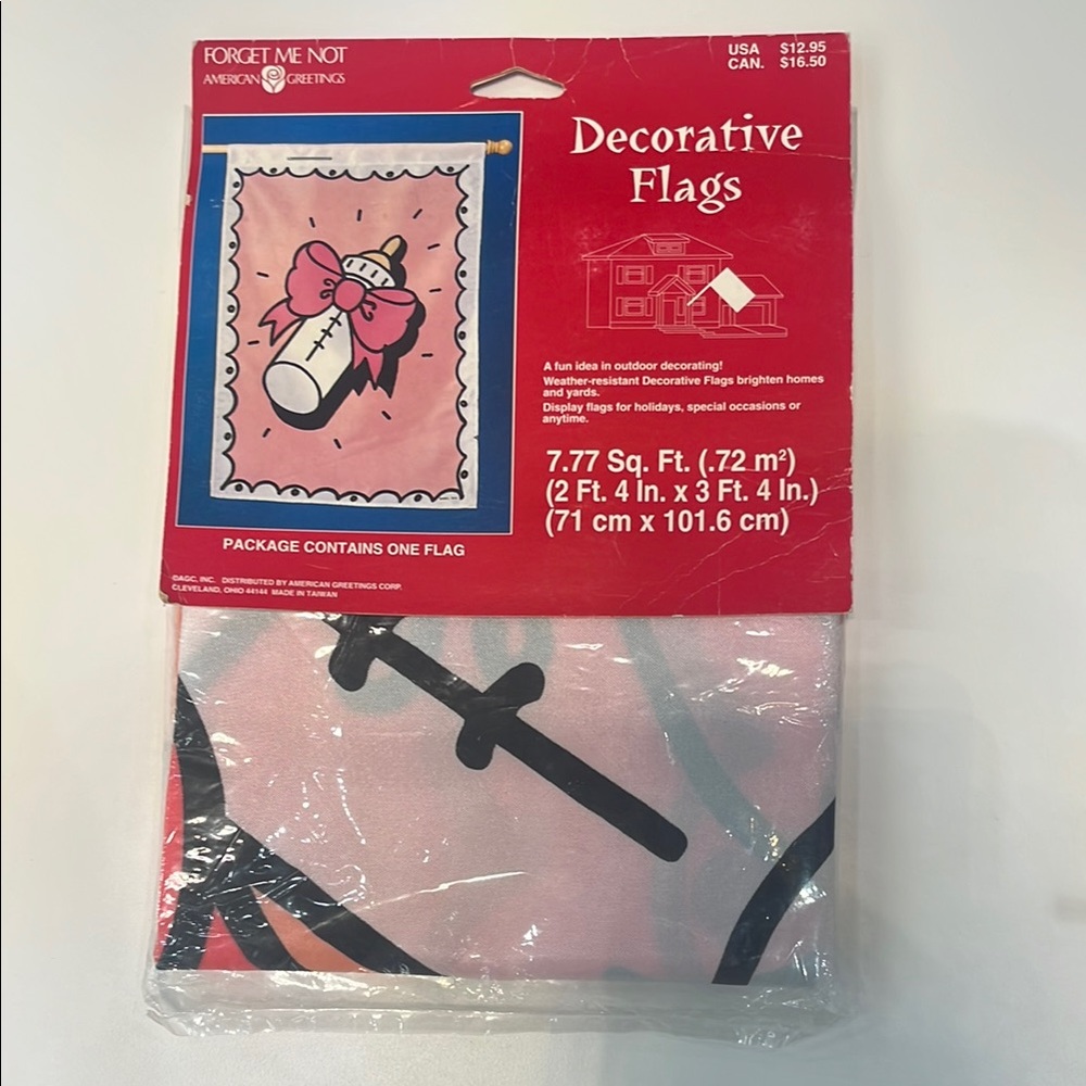 American Greetings It’s a Girl!  Pink & Black Decorative Flag